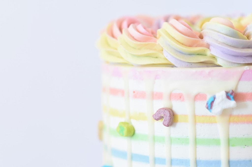 Colorful custom cake with rainbow frosting